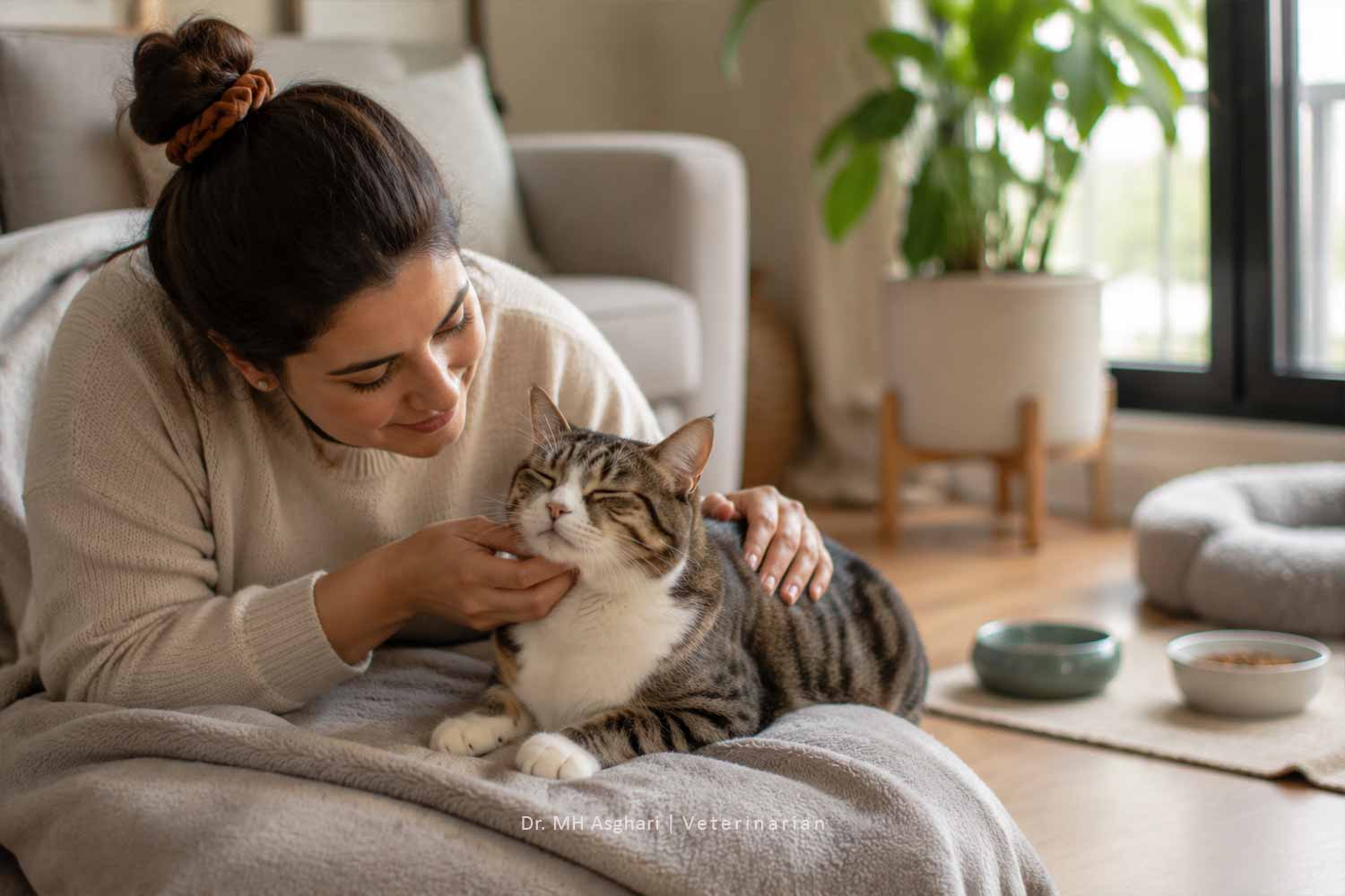 مراقبت صاحب از گربه FIV مثبت در محیط آرام خانه